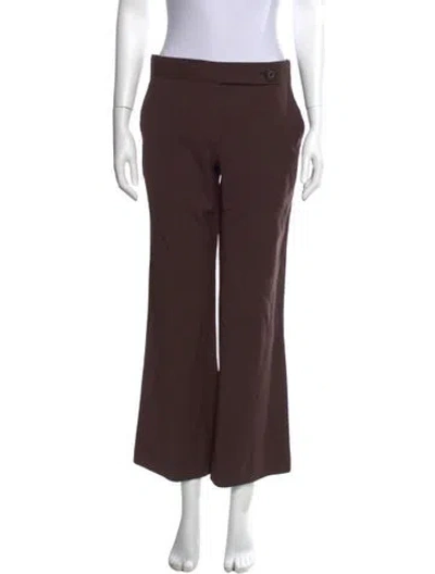Pre-owned Tory Burch Wool Wide Leg Pants In Brown