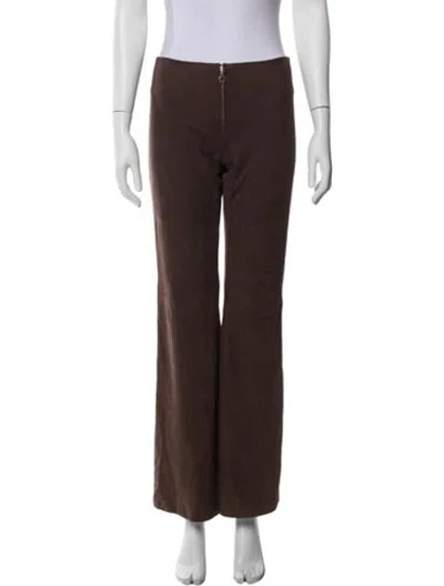 Pre-owned Tory Burch Wool Wide Leg Pants In Brown