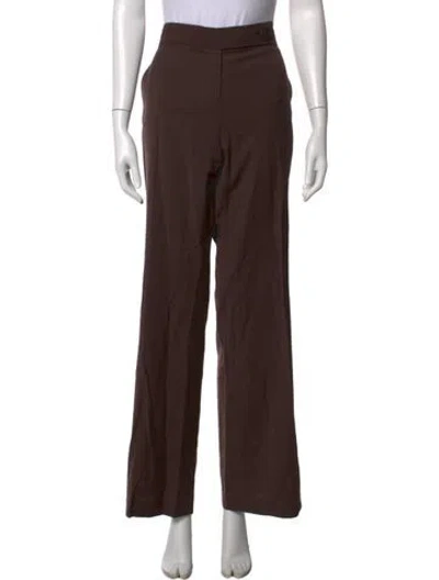 Pre-owned Tory Burch Wool Wide Leg Pants In Brown