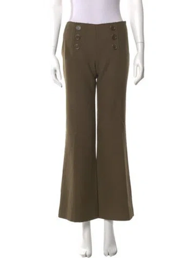 Pre-owned Tory Burch Wool Wide Leg Pants In Green