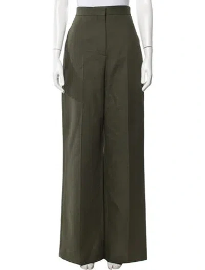 Pre-owned Tory Burch Wool Wide Leg Pants In Green