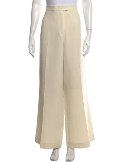 Pre-owned Tory Burch Wool Wide Leg Pants In Neutrals