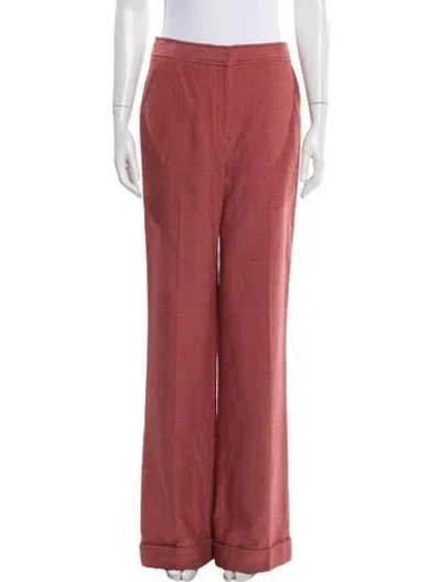 Pre-owned Tory Burch Wool Wide Leg Pants In Red