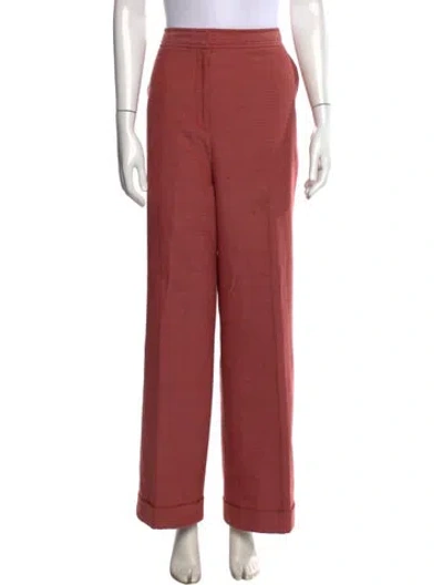 Pre-owned Tory Burch Wool Wide Leg Pants In Red
