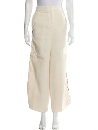 Pre-owned Tory Burch Wool Wide Leg Pants In White