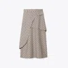 Tory Burch Windowpane Wrap Skirt In Gray