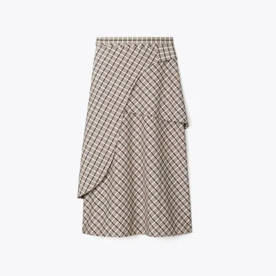 Tory Burch Wool Wrap Skirt In Gray