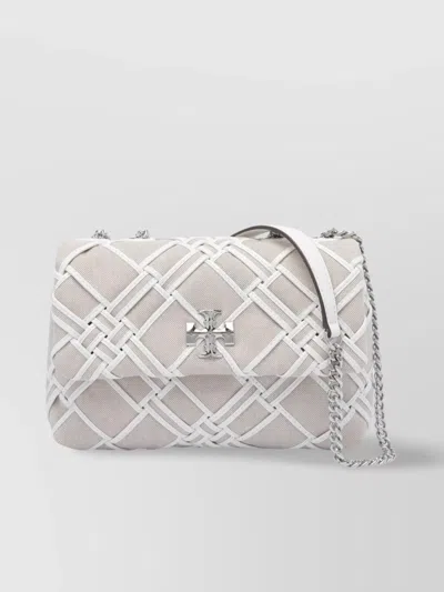 Tory Burch Woven Chain Shoulder Bag With Adaptable Sliding Strap In Neutral