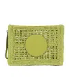 Tory Burch Hand Crocheted Raffia Rectangular Clutch Pouch In Green