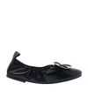 Tory Burch Woven Double T 10mm Ballerina Shoes In Black