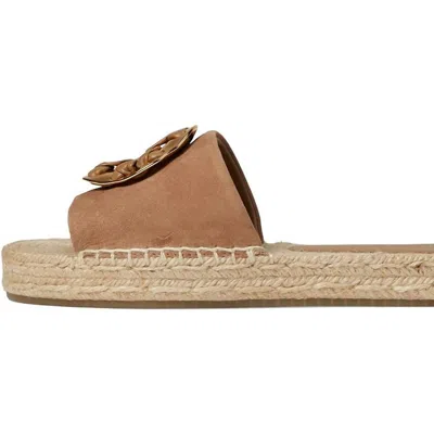 Tory Burch Woven Double T Espadrille Slide In Brown