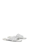 Tory Burch Laser-cut Leather Mules In Purity