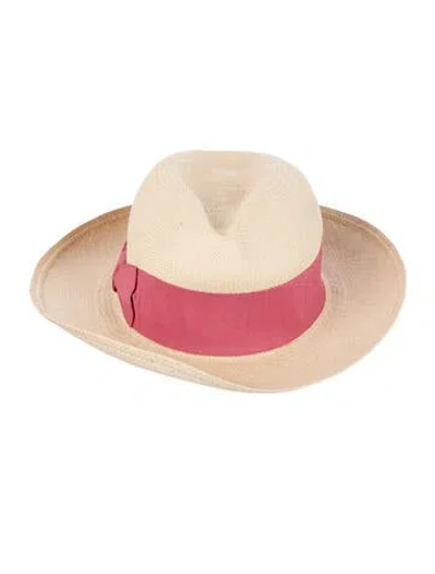 Pre-owned Tory Burch Woven Straw Hat In Neutrals/pink