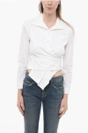 TORY BURCH WRAP CROPPED FIT SHIRT WITH COVERED BUTTONS