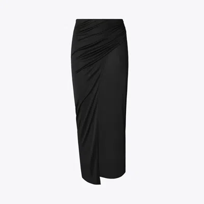 Tory Burch Wrap Jersey Skirt In Black