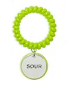 Tory Burch X Bonbon Etched Word Disc Charm Coiled Stretch Bracelet In Green
