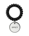 Tory Burch X Bonbon Etched Word Disc Charm Coiled Stretch Bracelet