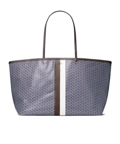 Tory Burch Xl Racer Stripe Print Tote Bag In Blue