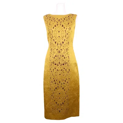 Pre-owned Tory Burch Yellow Cut-out Knit Midi Dress - Eu 36