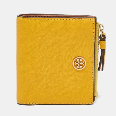 Pre-owned Tory Burch Yellow Leather Fleming Compact Wallet