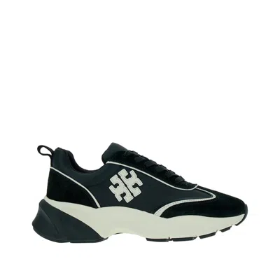 Tory Burch Ylon And Leather Good Luck Sneakers In Black
