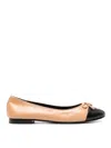 Tory Burch Bow Detail Two-tone Ballet In Neutral