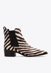 Tory Burch Zebra-print Leather Boots In Brown