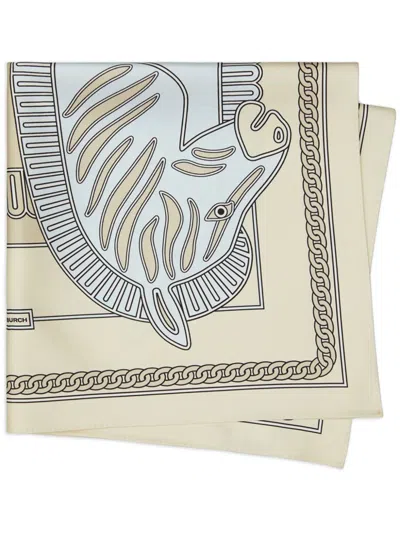 Tory Burch Zebra-print Silk Scarf In Neutrals