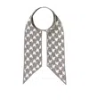 Tory Burch Zebra-print Silk Ribbon Tie In Gray
