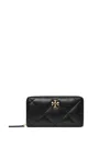 Tory Burch Kira Diamond Quilt Zip Continental Wallet In Black