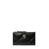 Tory Burch Black Diamond-quilted Card Holder With Double T Logo Plaque On The Front In Black