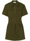 Tory Burch Zip-front Viscose Dress In Green