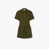 Tory Burch Zip-front Viscose Dress In Dark Oliva