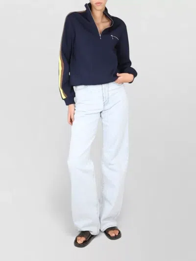 Tory Burch Zip Jacket Front Opening Chest Pocket In Blue