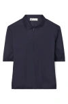 Tory Burch Zip Neck Polo In Ink