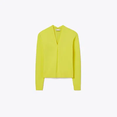 Tory Burch Zip Viscose Sweater In Lemon Citrus