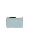 Tory Burch Fleming Soft Quilted Leather Zipped Cardholder In Gray