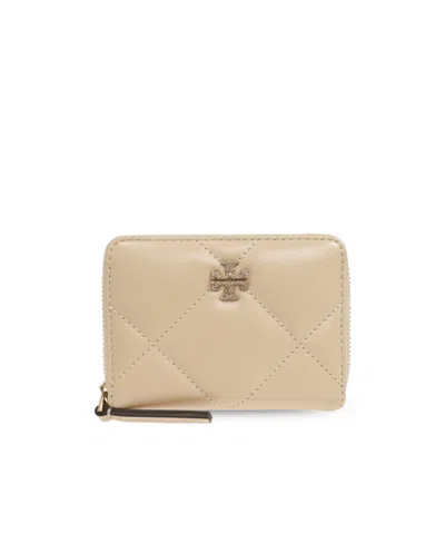Tory Burch Zipper Wallet In Beige