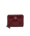 Tory Burch Small Kira Quilted Leather Zip-around Wallet In Red