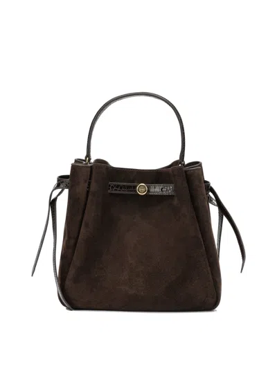 Tory Burch -inspired Cow Suede Leather Handbag For Women In Brown