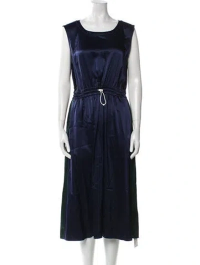 Pre-owned Tory Sport Bateau Neckline Midi Length Dress In Blue
