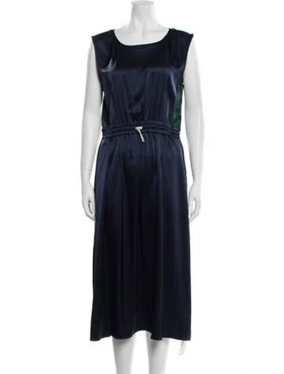 Pre-owned Tory Sport Bateau Neckline Midi Length Dress In Blue