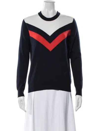 Pre-owned Tory Sport Cashmere Colorblock Pattern Sweater In Blue