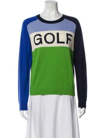 Pre-owned Tory Sport Cashmere Graphic Print Sweater In Blue