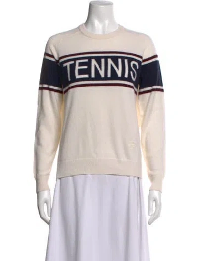 Pre-owned Tory Sport Cashmere Graphic Print Sweater In Neutrals