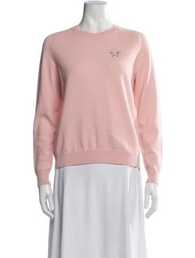 Pre-owned Tory Sport Cashmere Graphic Print Sweater In Pink