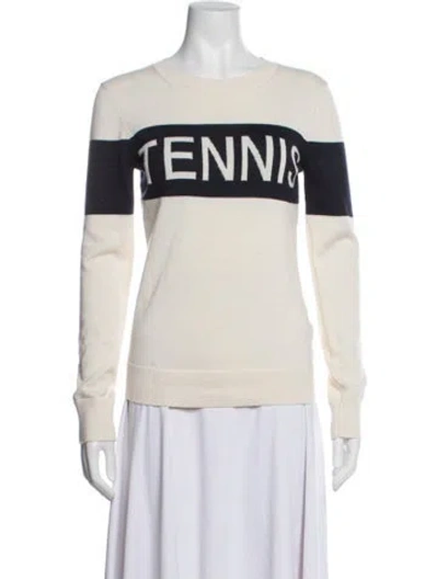 Pre-owned Tory Sport Cashmere Graphic Print Sweater In White