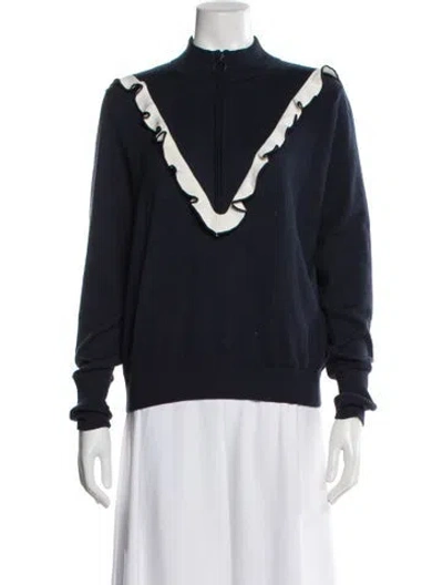 Pre-owned Tory Sport Cashmere Mock Neck Sweater In Blue