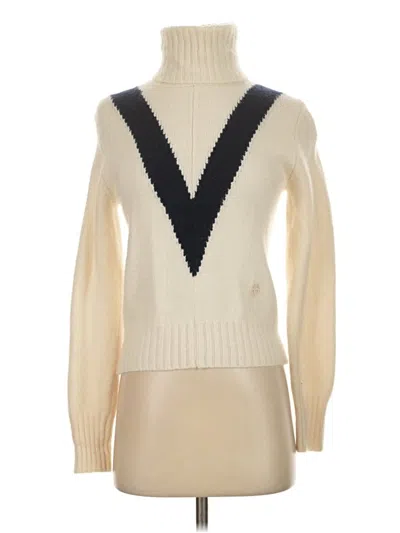 Pre-owned Tory Sport Cashmere Pullover Sweater In White