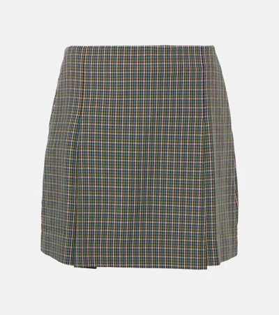 Tory Sport Checked Pleated Tennis Skirt In Multicoloured